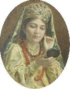 Vladimir Makovsky Young Lady Looking into a Mirror oil painting reproduction